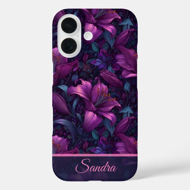 Colourful Valentine Gift Lilies Flower Name Case-Mate iPhone Case (Back)