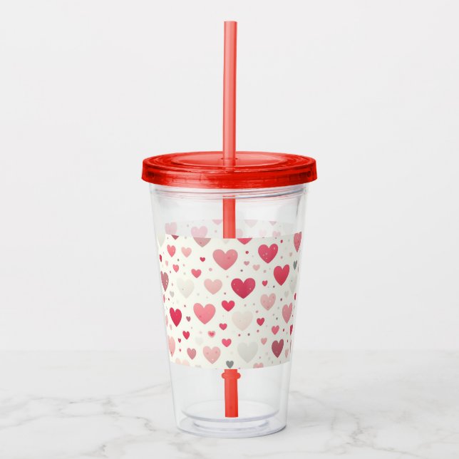 Colourful Valentine's day heart Acrylic Tumbler (Front)