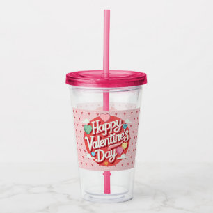 Colourful Valentine's day heart Acrylic Tumbler