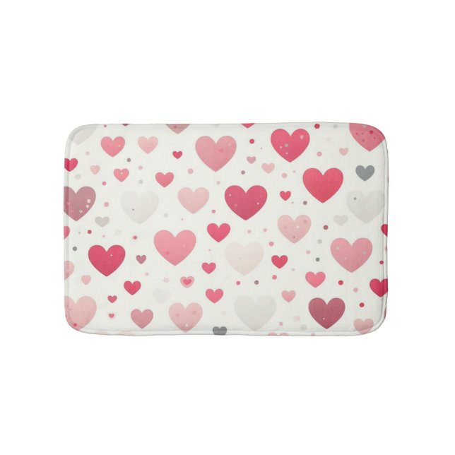 Colourful Valentine's day heart Bath Mat (Front)