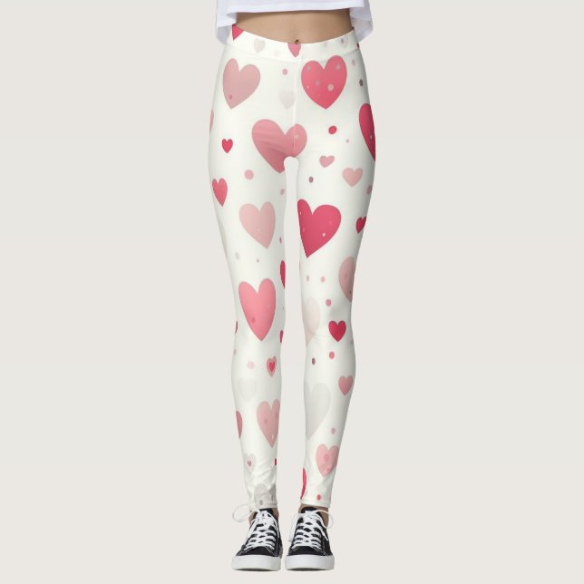Colourful Valentine's day heart Leggings (Front)