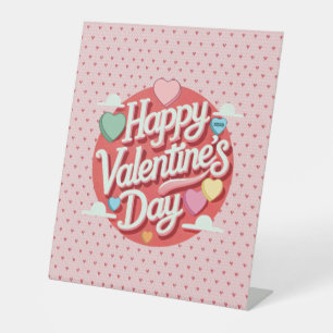 Colourful Valentine's day heart  Pedestal Sign