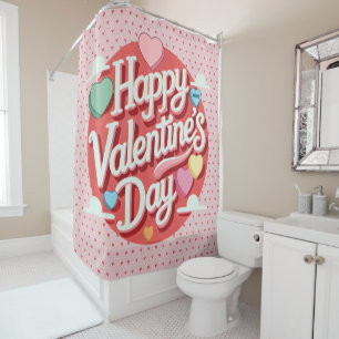 Colourful Valentine's day heart Shower Curtain