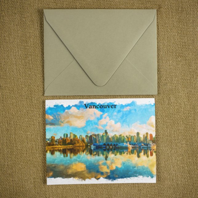 Colourful Vancouver Canada Panorama View Postcard (Colorful Vancouver Canada Panorama View Postcard)