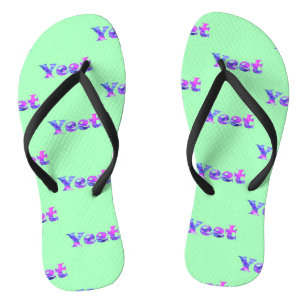 Colourful Vaporwave Yeet Text Yeeted Viral Phrase Jandals