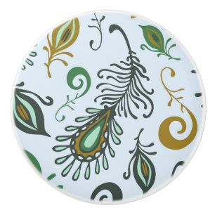 Colourful Various Feathers Ceramic Knob