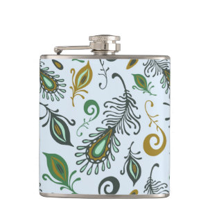 Colourful Various Feathers Hip Flask