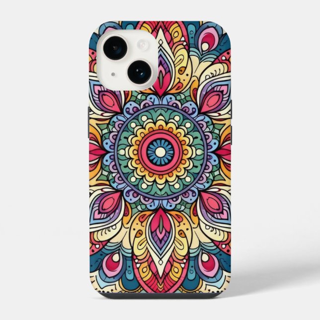 Colourful Vector Abstract Mandala Pattern iPhone Case (Back)