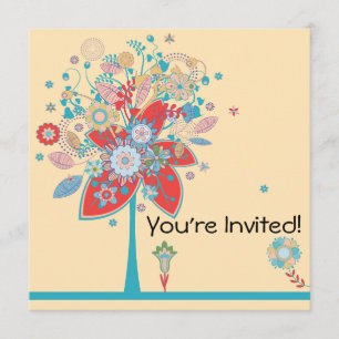 colourful vector flower tree bliss colour version  invitation