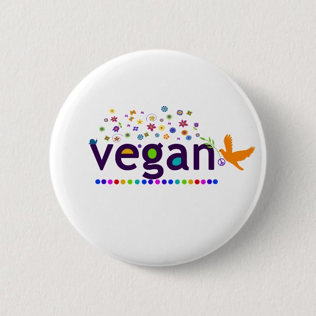 Colourful Vegan 6 Cm Round Badge (Front)