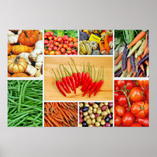 Colourful vegetable collage poster