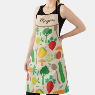 Colourful Vegetable Food Custom Name  Apron