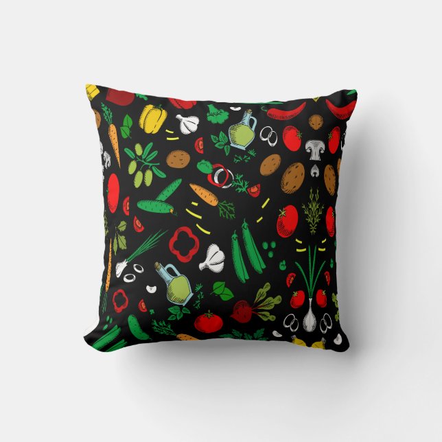 Colourful Vegetable Icons     Cushion (Front)