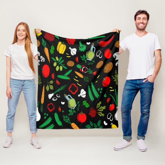Colourful Vegetable Icons      Fleece Blanket (In Situ)
