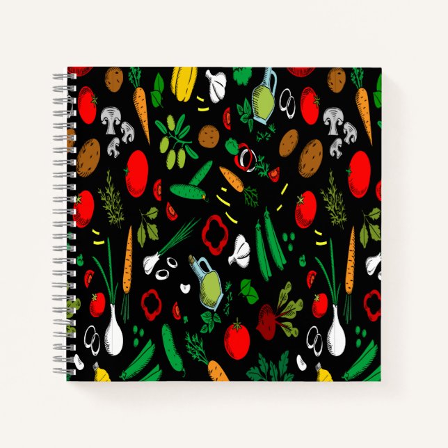 Colourful Vegetable Icons Notebook (Front)