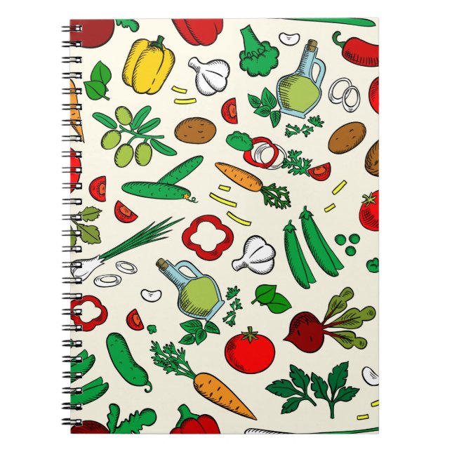 Colourful Vegetable Icons Notebook (Front)