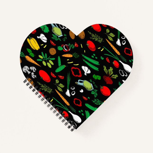 Colourful Vegetable Icons Notebook (Front)