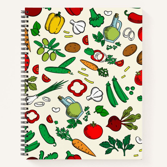 Colourful Vegetable Icons Notebook (Front)