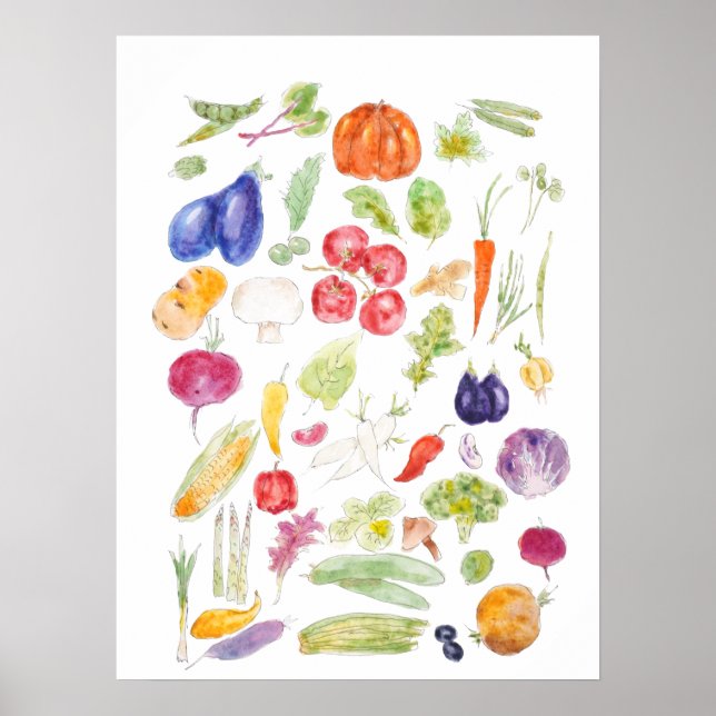colourful vegetable ink and watercolor collection  poster (Front)