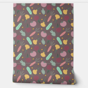 colourful vegetable pattern wallpaper