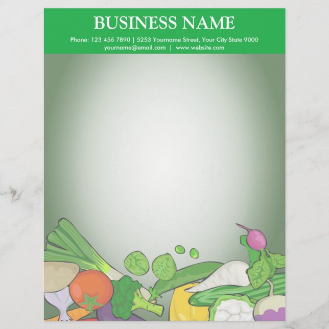 Colourful Vegetables | Grocery Store Personalised Letterhead (Front)