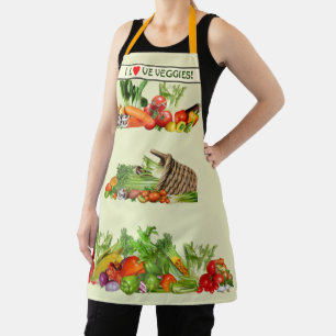 Colourful Vegetables I Love Vegetable Custom text Apron