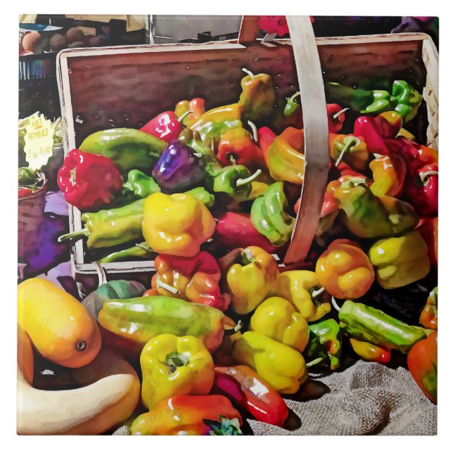 Colourful Vegetables in a Farmer's Market Tile (Front)