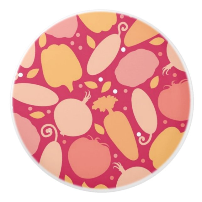 Colourful vegetables pattern ceramic knob (Front)