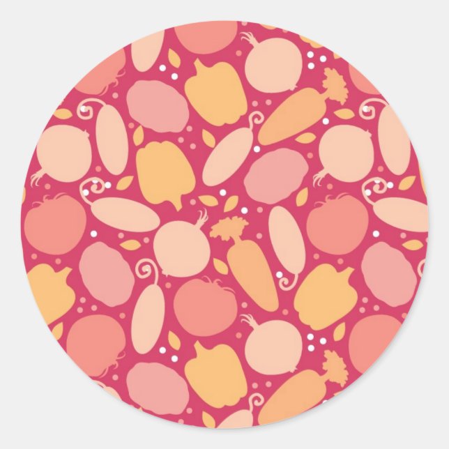 Colourful vegetables pattern classic round sticker (Front)