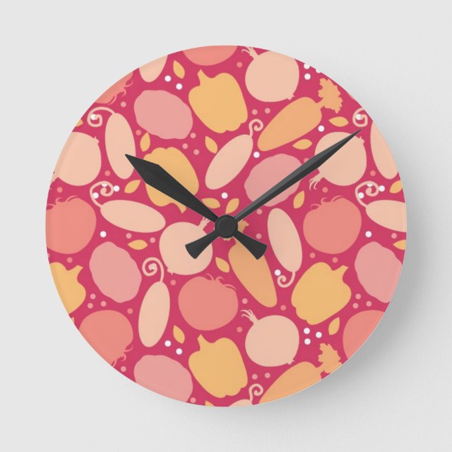 Colourful vegetables pattern round clock (Front)