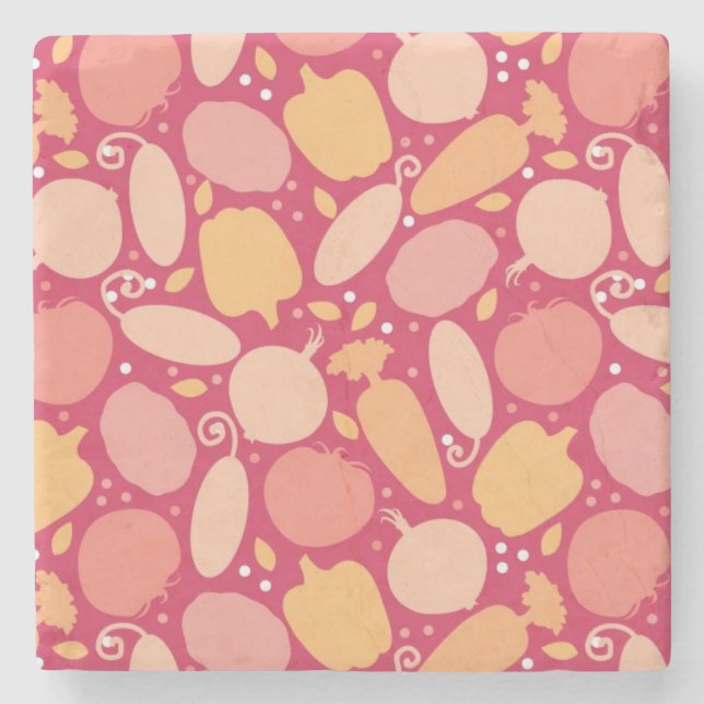 Colourful vegetables pattern stone coaster (Front)