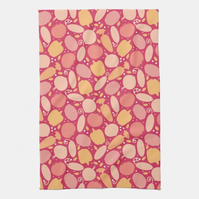 Colourful vegetables pattern tea towel (Vertical)