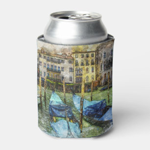 Colourful Venice Blue Gondolas Can Cooler