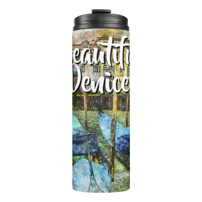 Colourful Venice Gondolas Painting Thermal Tumbler (Front)