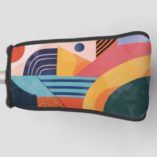 Colourful vertical abstract with line patterns golf head cover