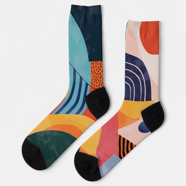 Colourful vertical abstract with line patterns socks (Left)