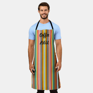 Colourful Vertical Retro Stripes Apron