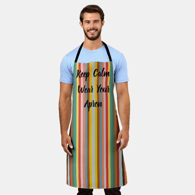Colourful Vertical Retro Stripes  Apron (Worn)