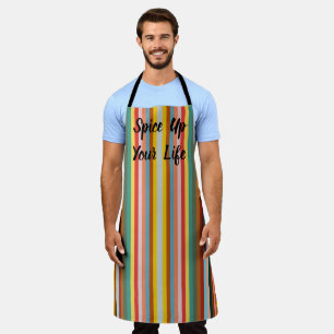 Colourful Vertical Retro Stripes Apron
