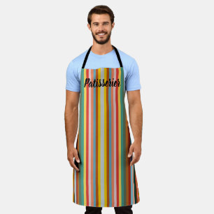 Colourful Vertical Retro Stripes Apron
