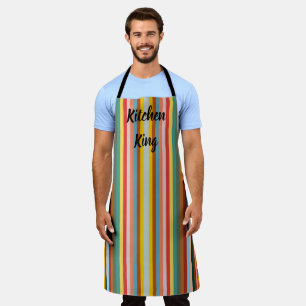 Colourful Vertical Retro Stripes Apron