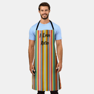 Colourful Vertical Retro Stripes Apron