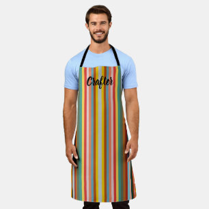 Colourful Vertical Retro Stripes  Apron