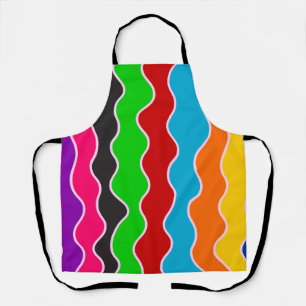 Colourful vertical retro wavy lines pattern apron