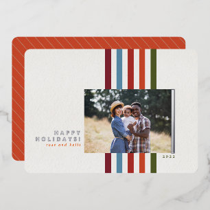 Colourful Vertical Ribbon with Foil Holiday Card
