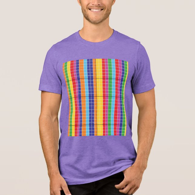 Colourful Vertical Stripe Pattern T-Shirt Tri-Blend Shirt (Front)