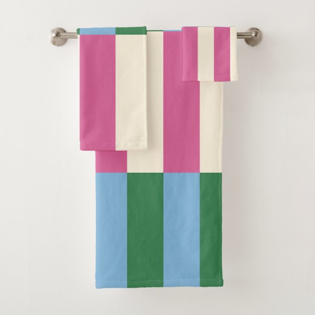Colourful Vertical Striped Pattern Bath Towel Set (Insitu)