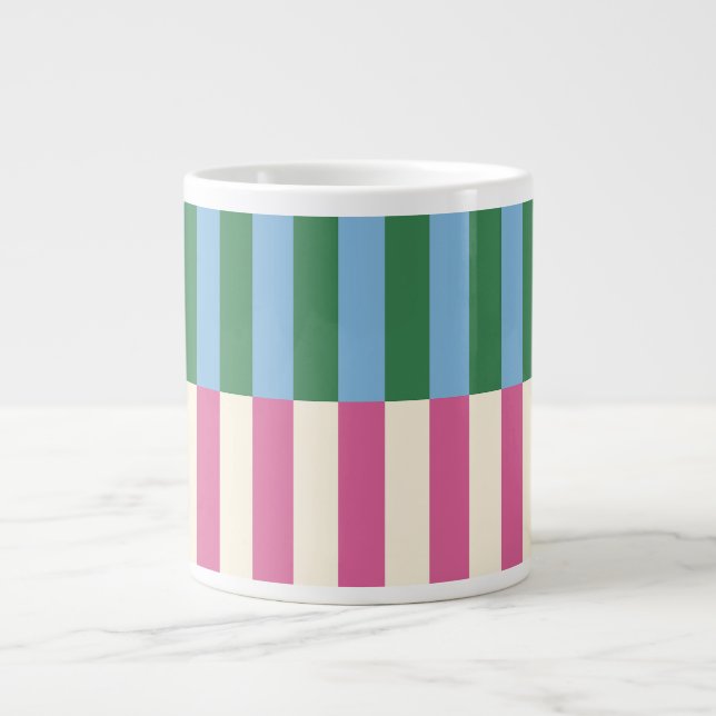 Colourful Vertical Striped Pattern Large Coffee Mug (Front)