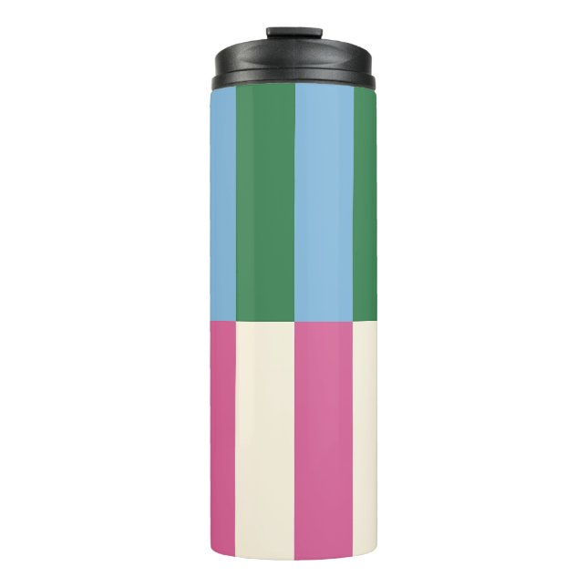 Colourful Vertical Striped Pattern Thermal Tumbler (Front)