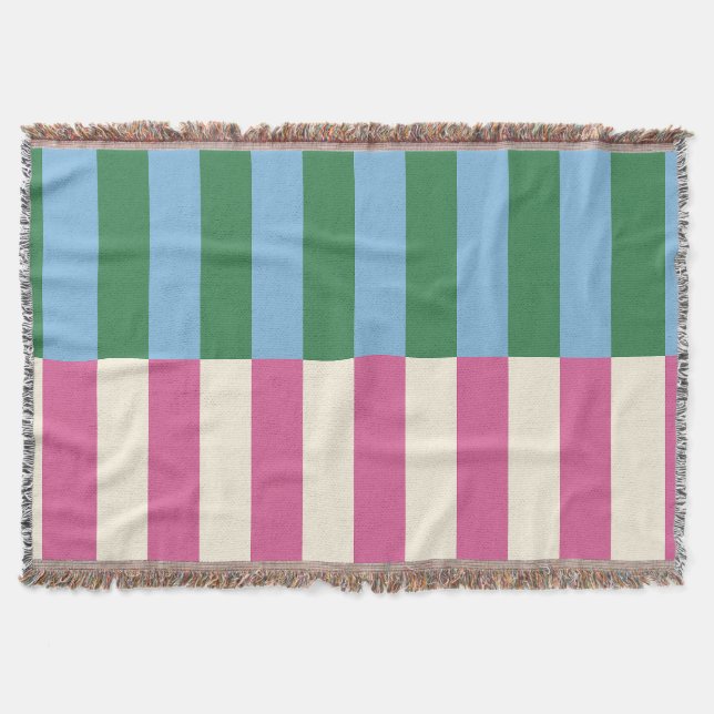 Colourful Vertical Striped Pattern Throw Blanket (Front)